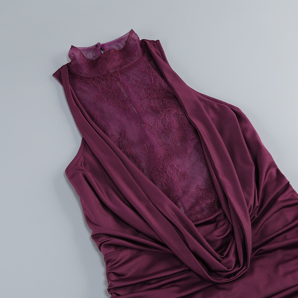 Maxi turtleneck dress with lace design and glove detail - Celandine