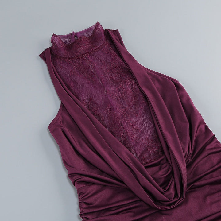 Maxi turtleneck dress with lace design and glove detail - Celandine