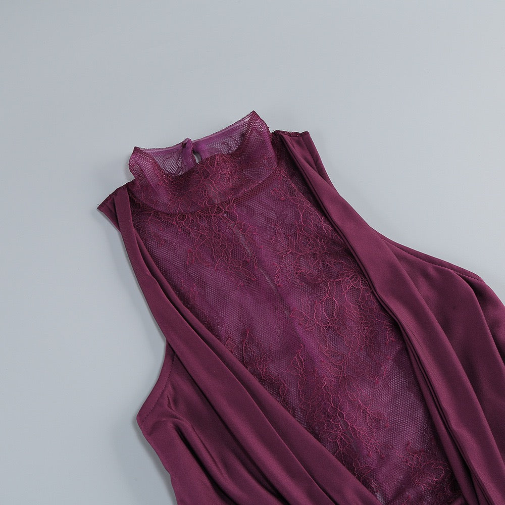 Maxi turtleneck dress with lace design and glove detail - Celandine
