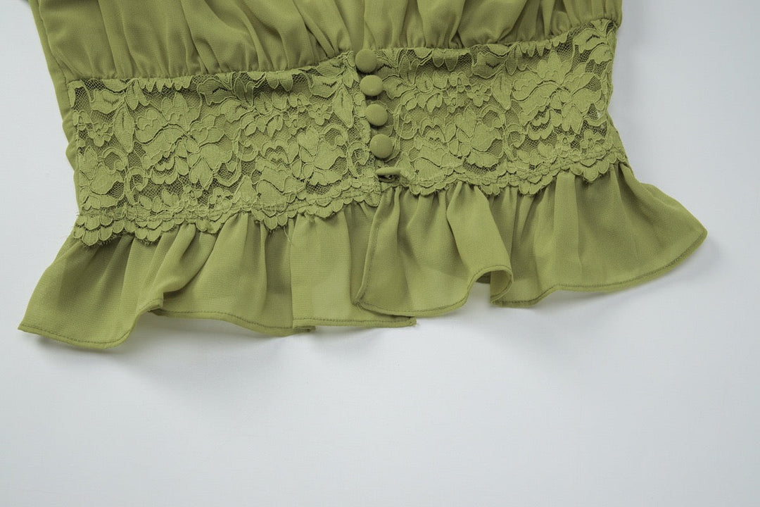 Rachel two-piece set with a maxi skirt and lace-trimmed top