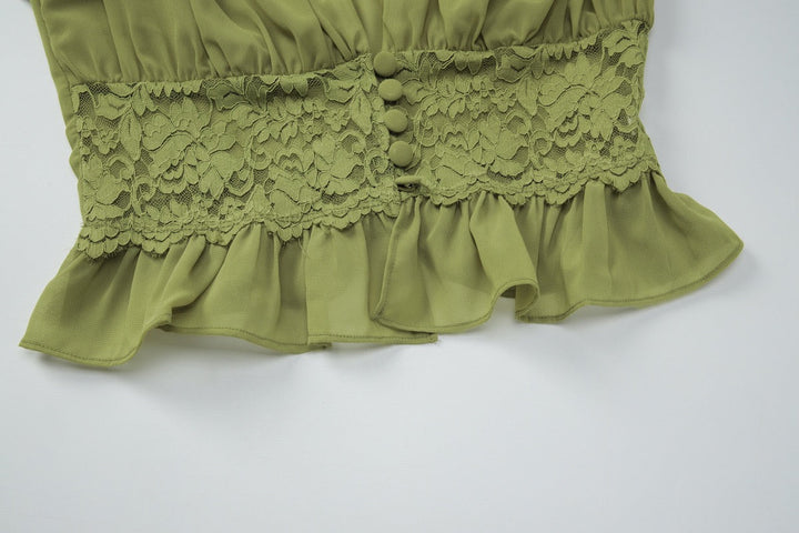 Rachel two-piece set with a maxi skirt and lace-trimmed top