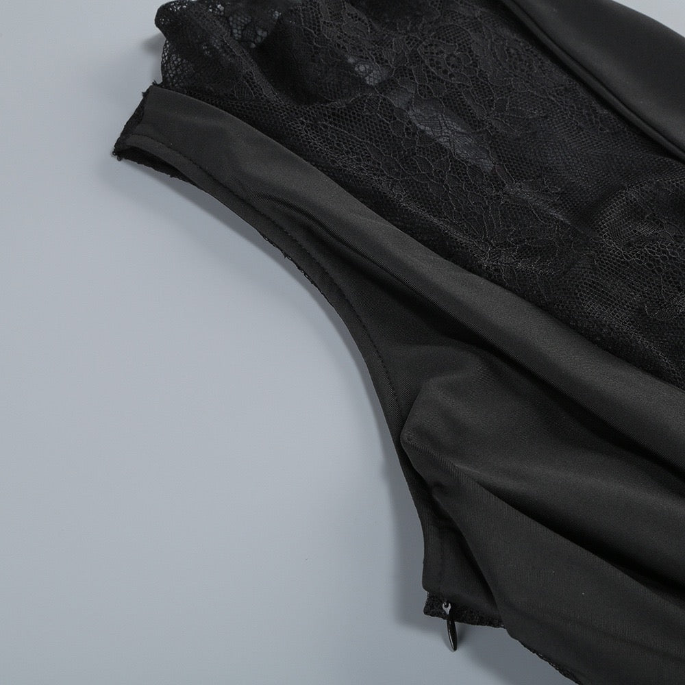 Maxi turtleneck dress with lace design and glove detail - Celandine