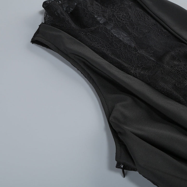 Maxi turtleneck dress with lace design and glove detail - Celandine