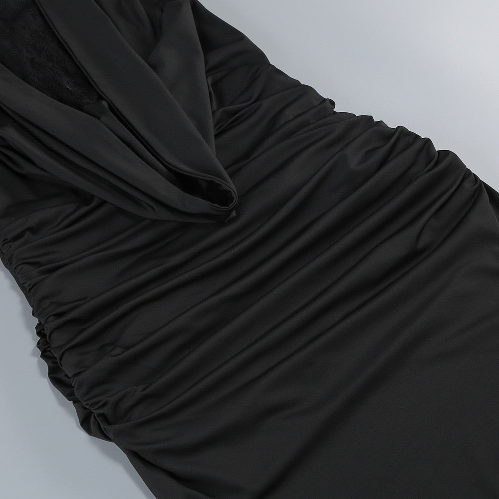 Maxi turtleneck dress with lace design and glove detail - Celandine