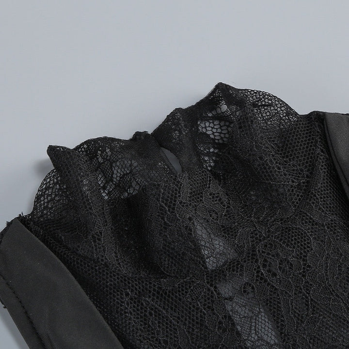 Maxi turtleneck dress with lace design and glove detail - Celandine