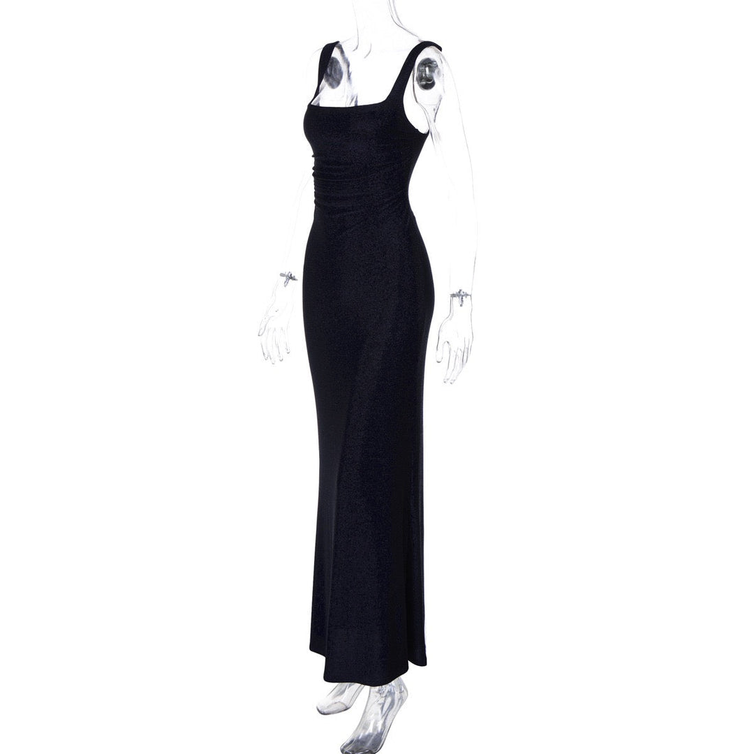 Lilianna sequin maxi dress with a back tie and waist-cinching design