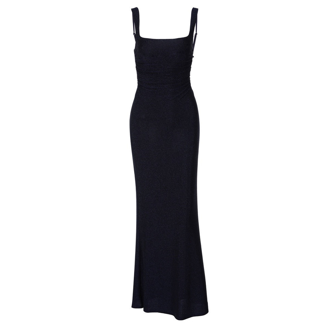 Lilianna sequin maxi dress with a back tie and waist-cinching design