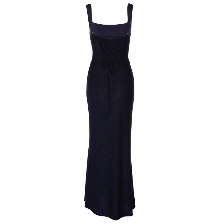 Lilianna sequin maxi dress with a back tie and waist-cinching design