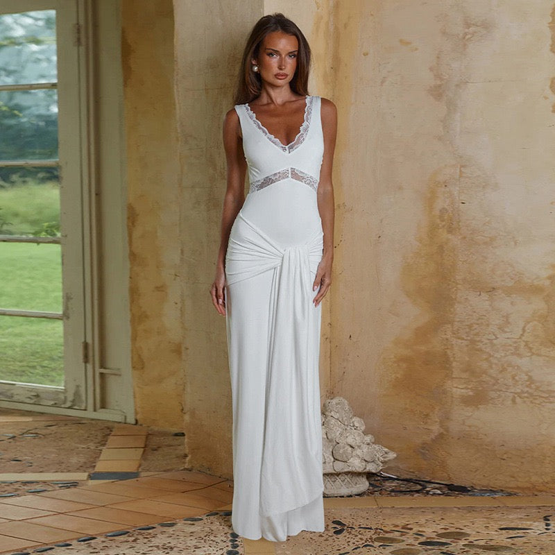 Maxi lace dress with tie detail - Noella