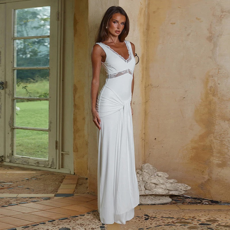 Maxi lace dress with tie detail - Noella