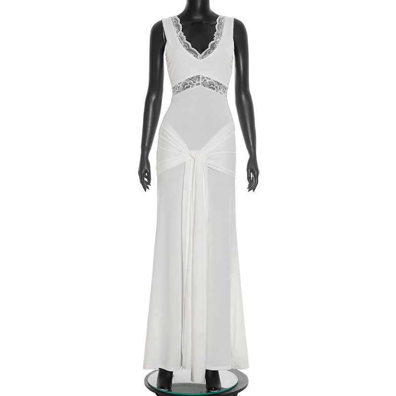 Maxi lace dress with tie detail - Noella