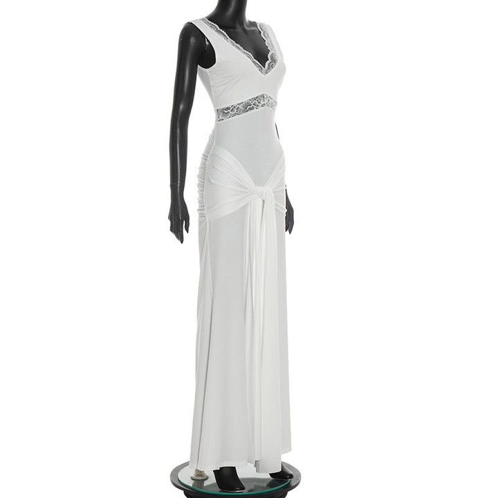 Maxi lace dress with tie detail - Noella