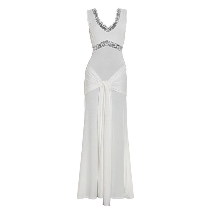 Maxi lace dress with tie detail - Noella