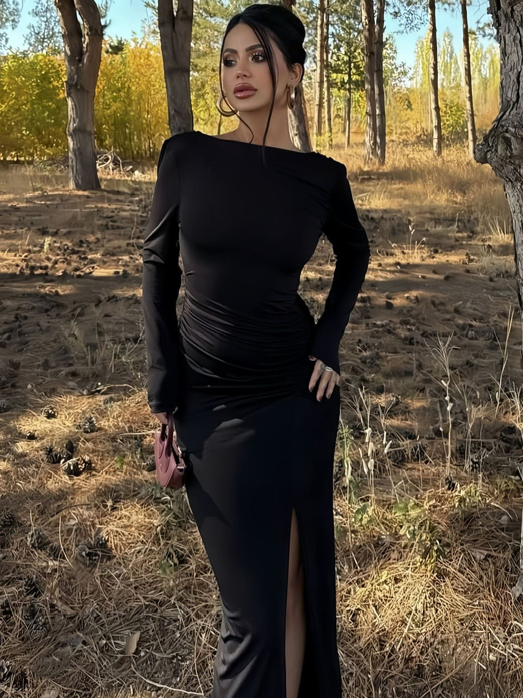 Maxi dress with open back ruching design - Isay