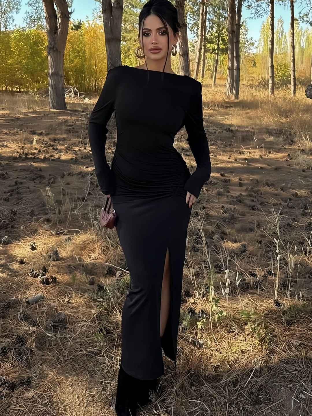 Maxi dress with open back ruching design - Isay