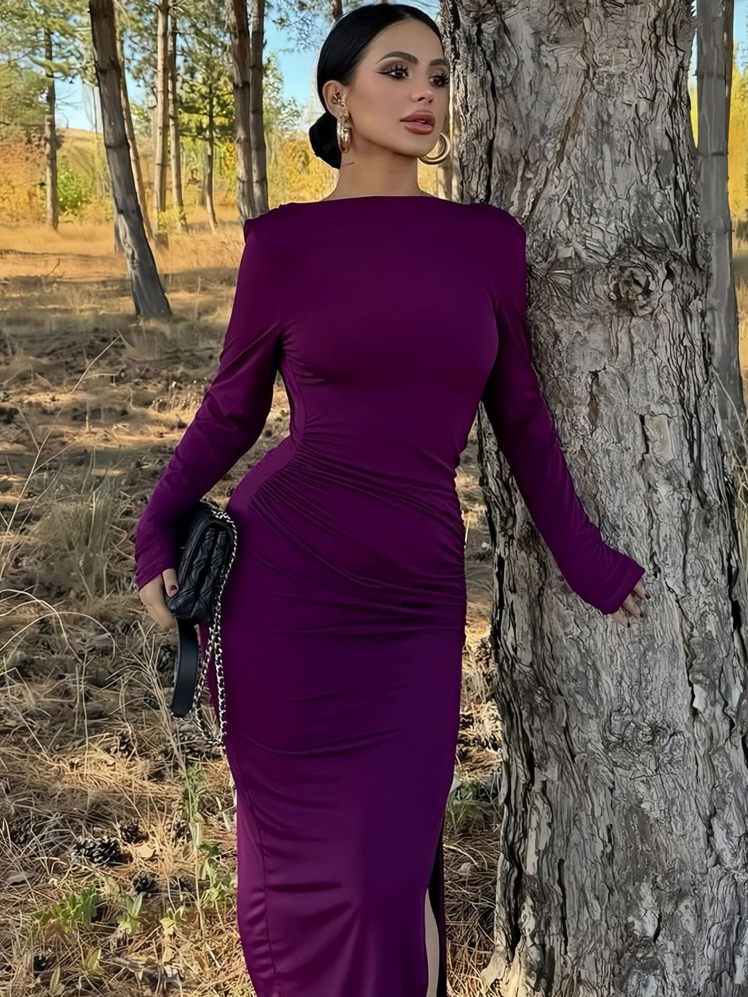 Maxi dress with open back ruching design - Isay