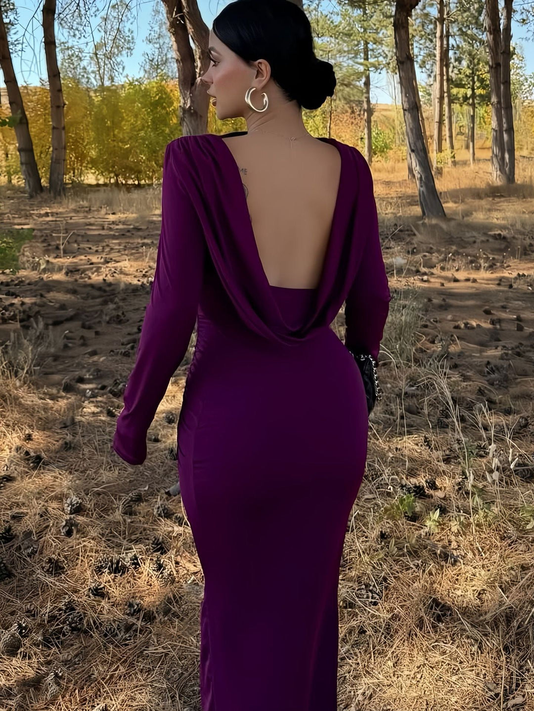 Maxi dress with open back ruching design - Isay