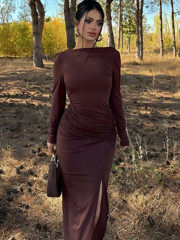 Maxi dress with open back ruching design - Isay