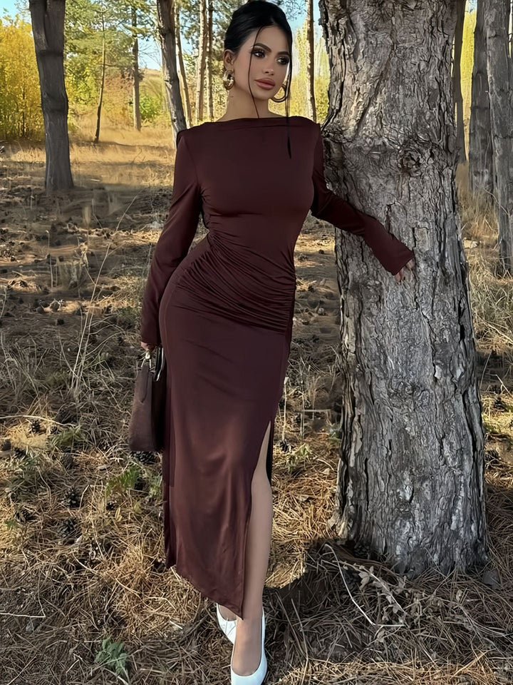 Maxi dress with open back ruching design - Isay