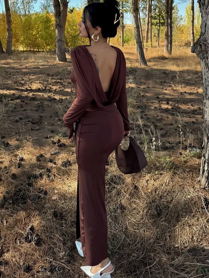 Maxi dress with open back ruching design - Isay