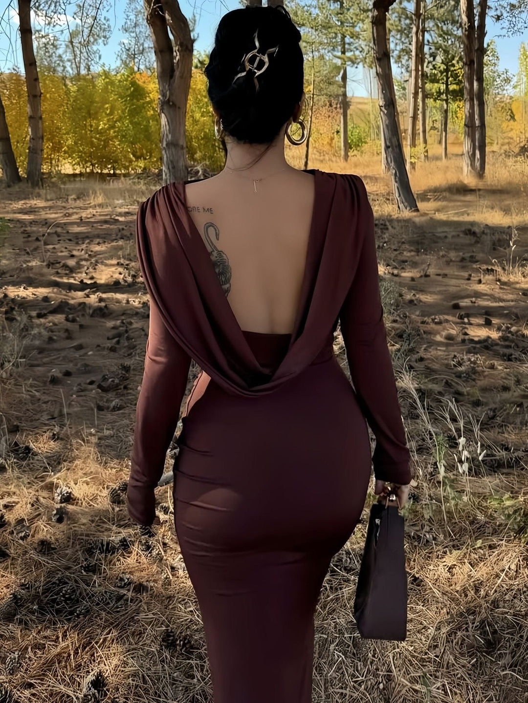 Maxi dress with open back ruching design - Isay