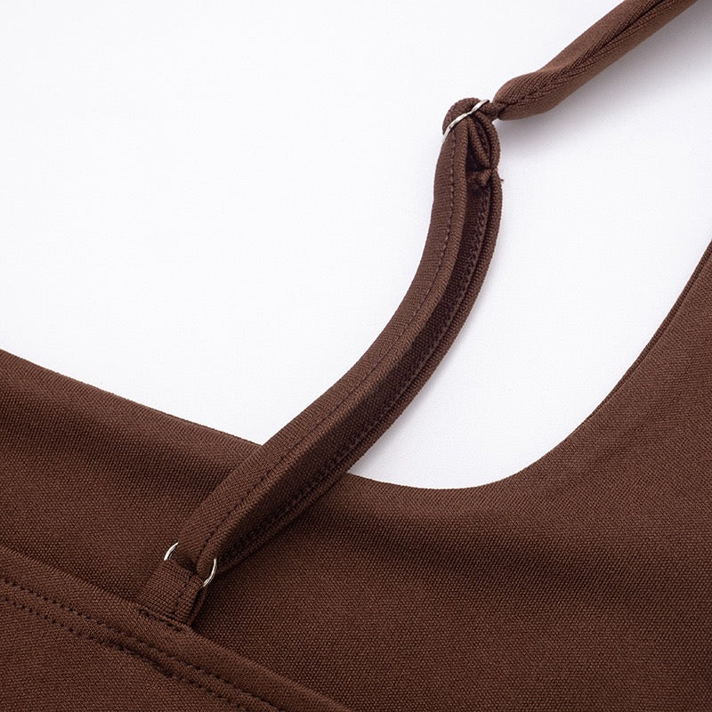 Maxi dress with satin pleats and a tie-back bodice for fastening at the waist - Loiana