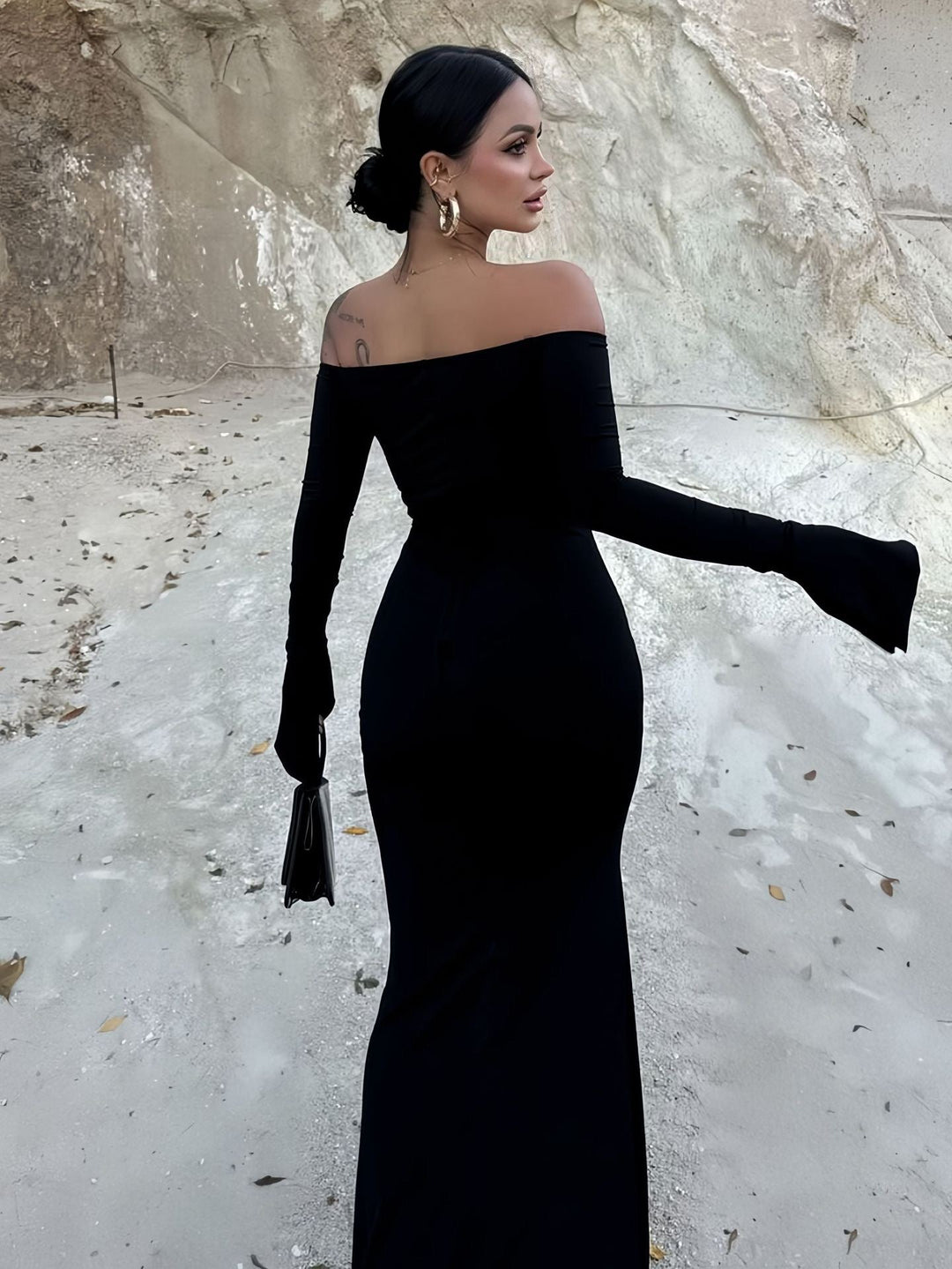 Off-the-shoulder maxi dress with slit design - Vienna