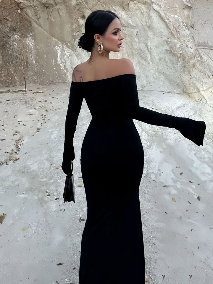 Off-the-shoulder maxi dress with slit design - Vienna