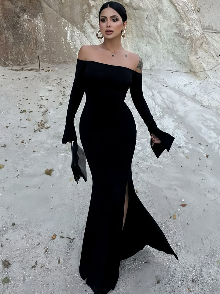 Off-the-shoulder maxi dress with slit design - Vienna
