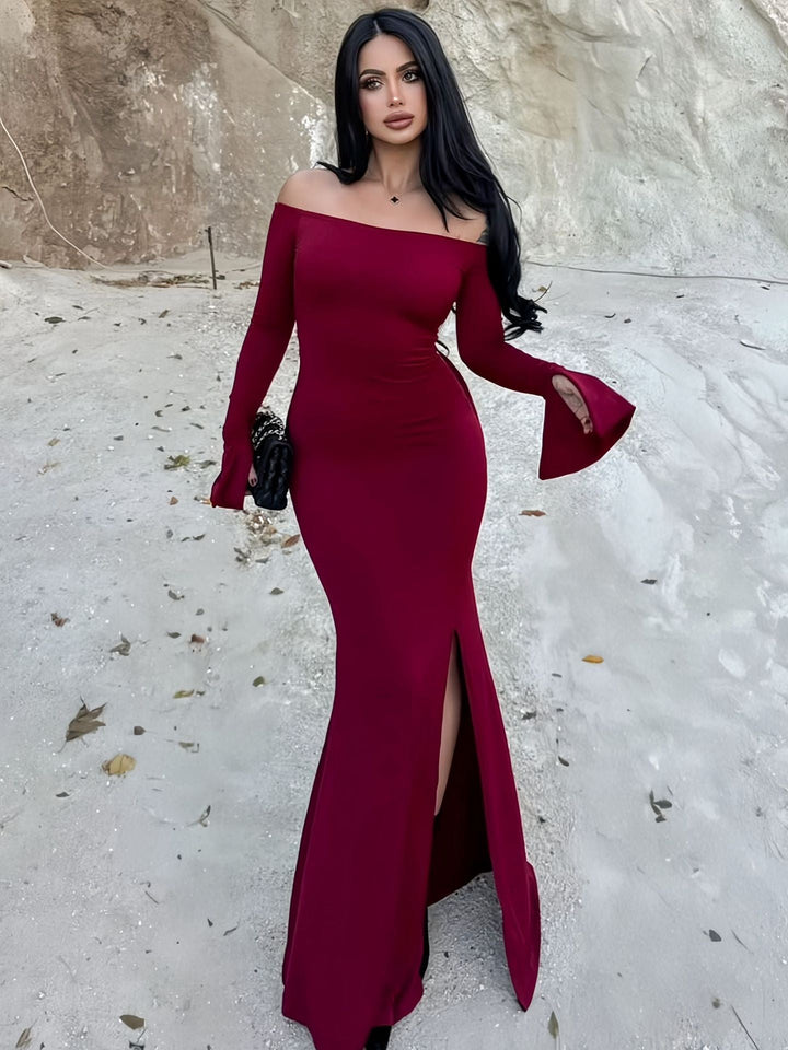Off-the-shoulder maxi dress with slit design - Vienna