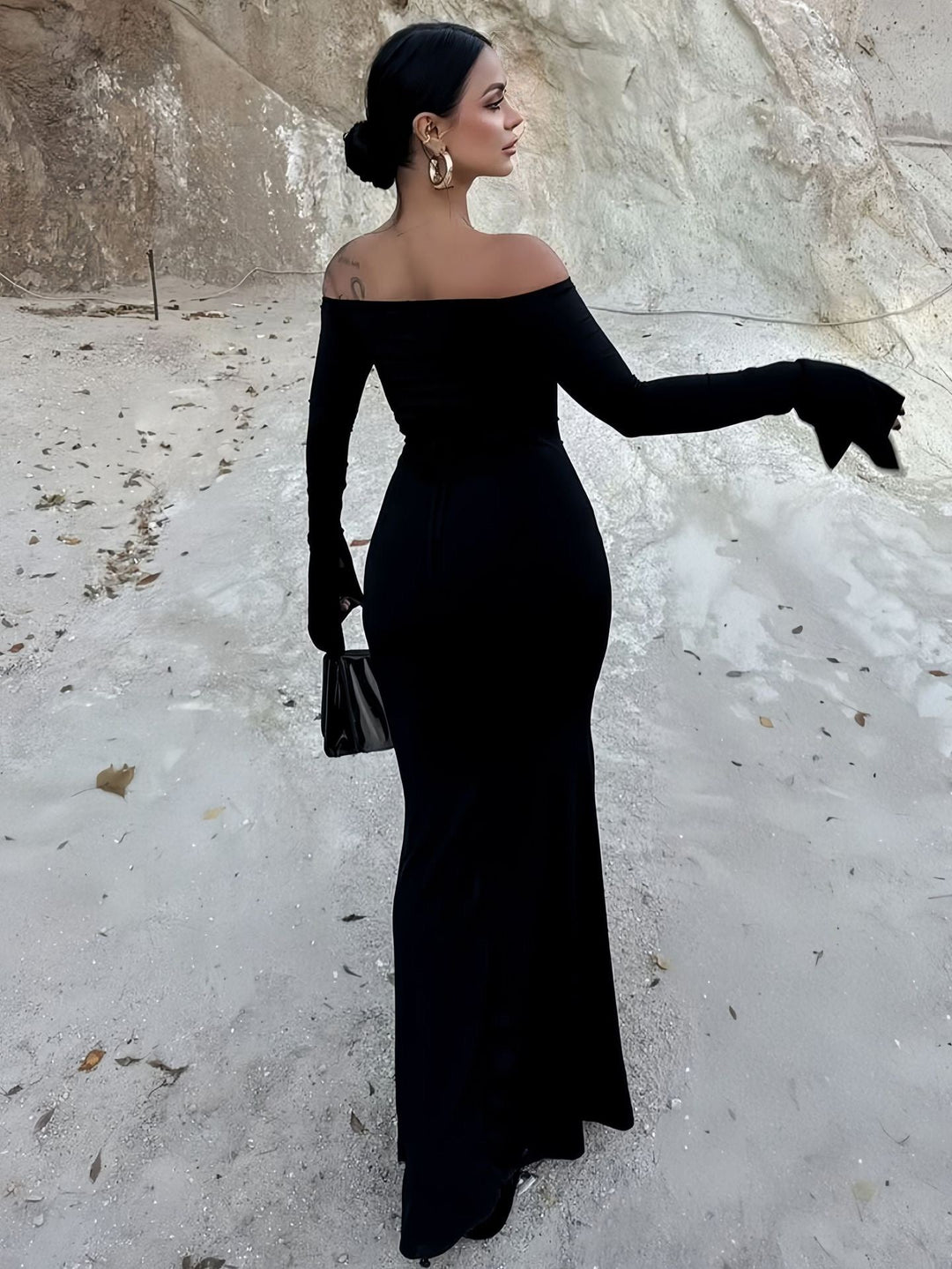 Off-the-shoulder maxi dress with slit design - Vienna
