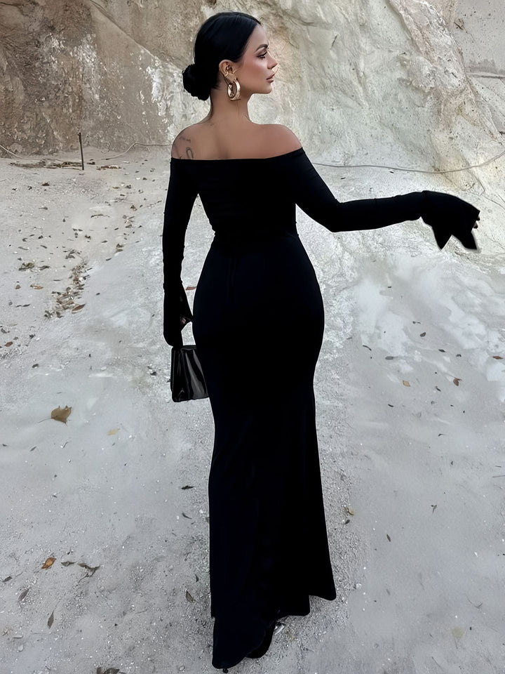 Off-the-shoulder maxi dress with slit design - Vienna