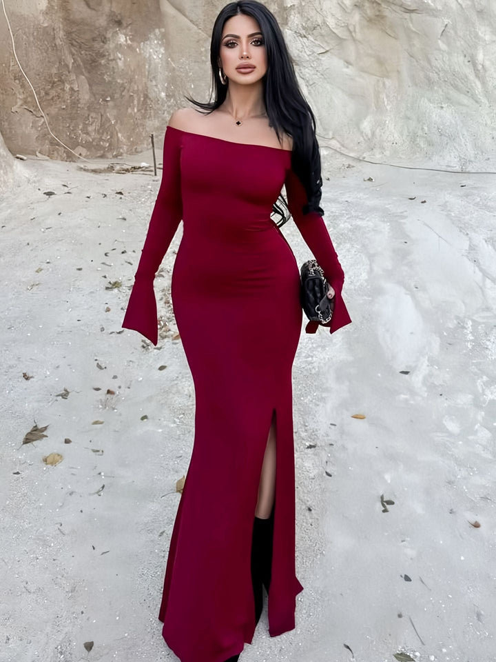 Off-the-shoulder maxi dress with slit design - Vienna