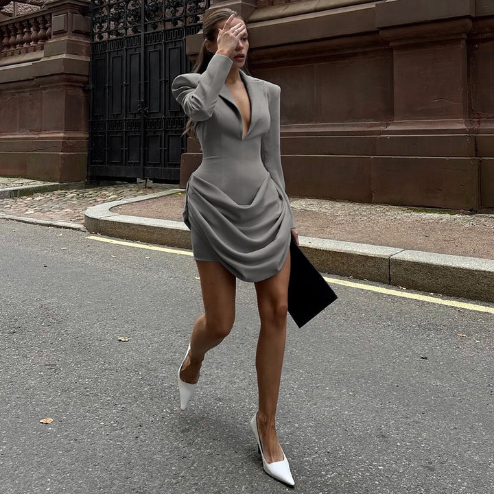 Tailored mini dress with pleats - DIN