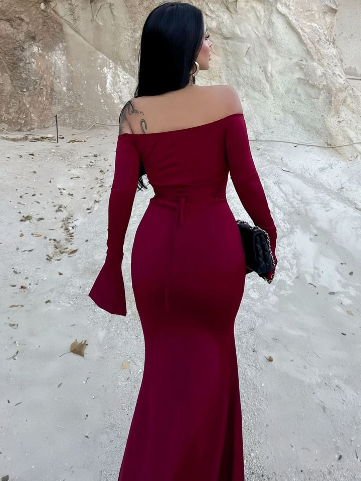 Off-the-shoulder maxi dress with slit design - Vienna