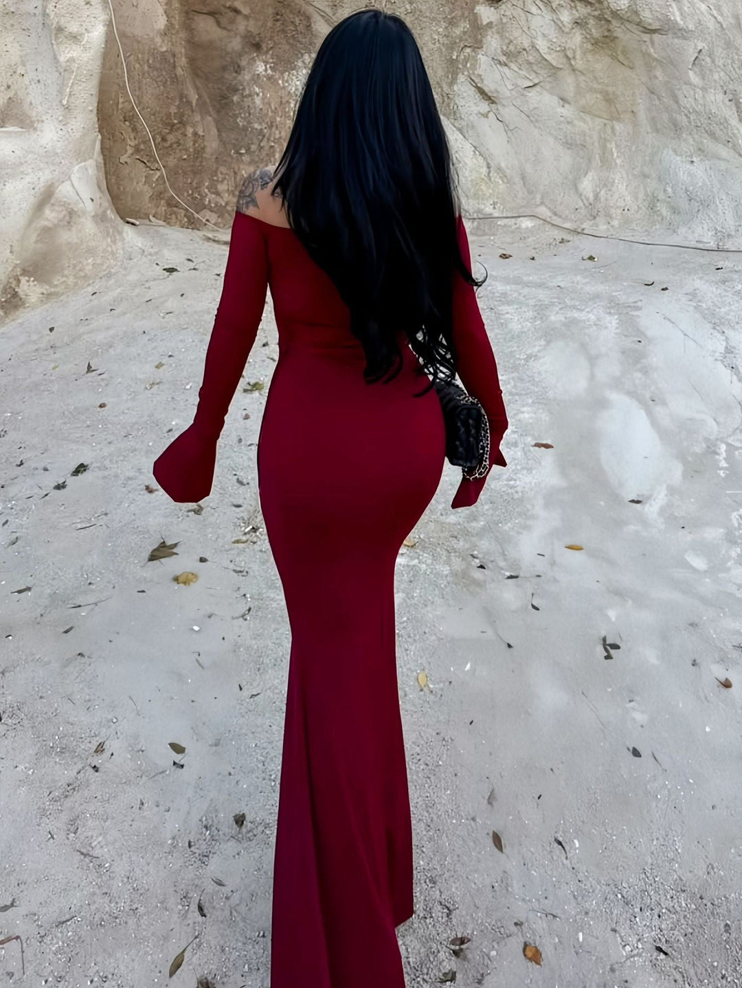 Off-the-shoulder maxi dress with slit design - Vienna