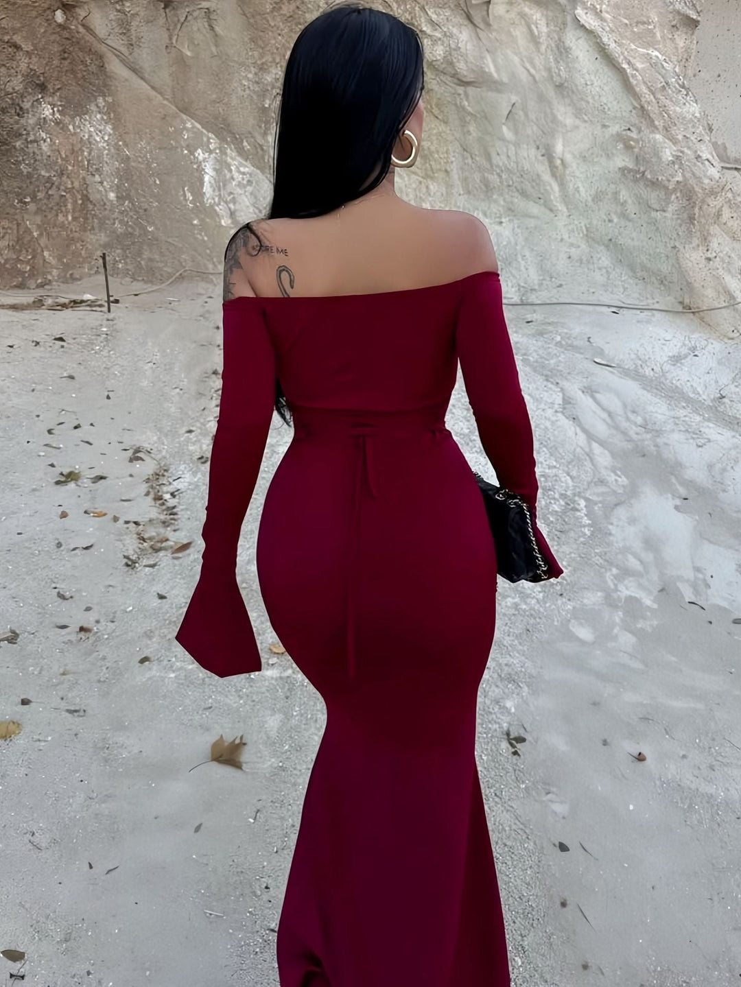 Off-the-shoulder maxi dress with slit design - Vienna