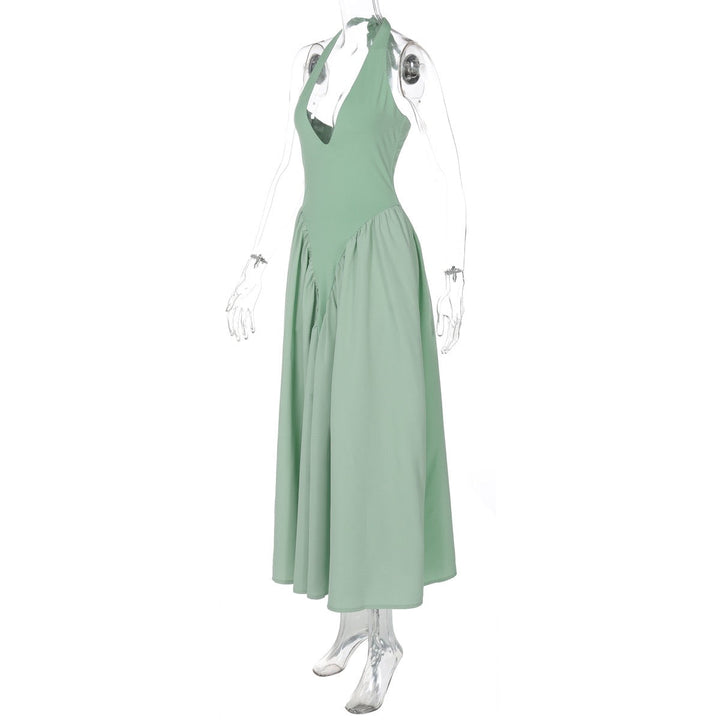 AMALIYA A-line maxi dress with a neck tie and open back