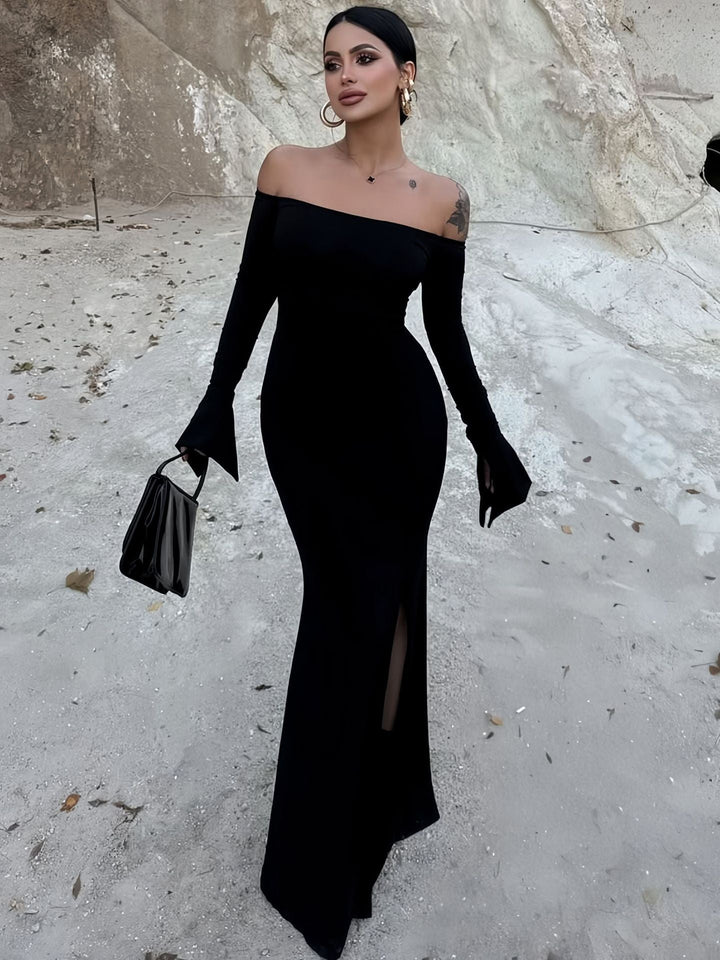 Off-the-shoulder maxi dress with slit design - Vienna