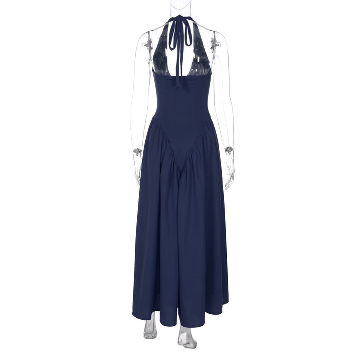 AMALIYA A-line maxi dress with a neck tie and open back