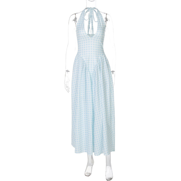 AMALIYA A-line maxi dress with a neck tie and open back