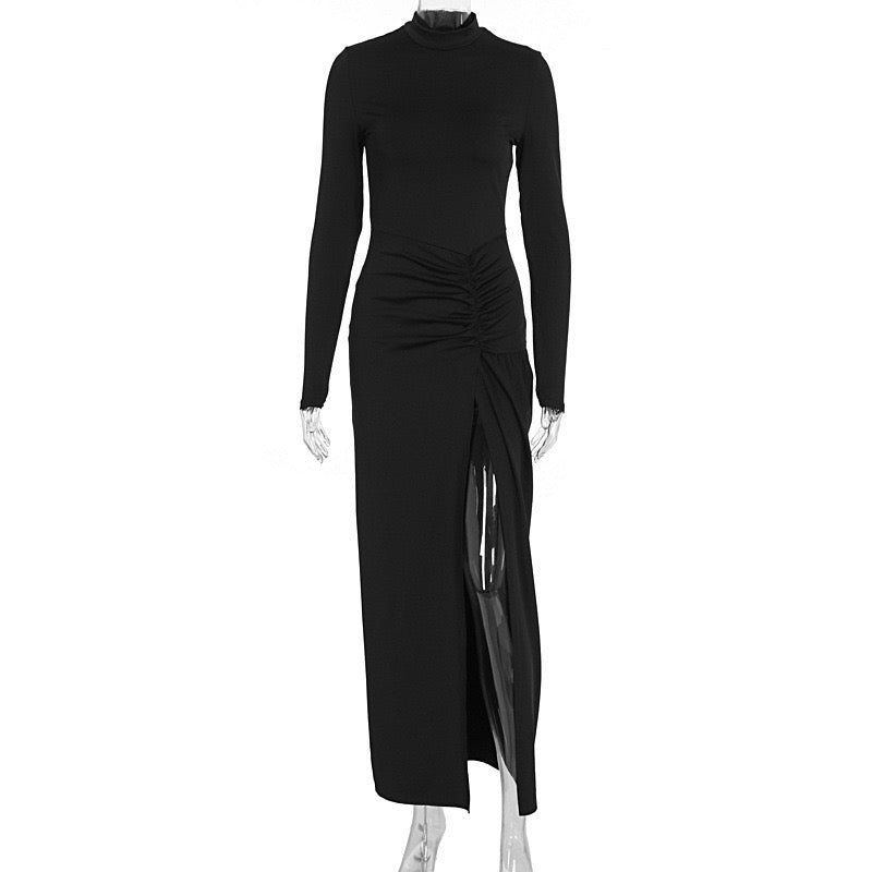 Pleated maxi dress with slit design - Regine