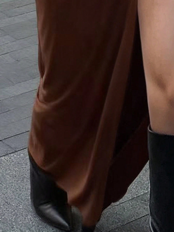 Pleated maxi dress with slit design - Regine