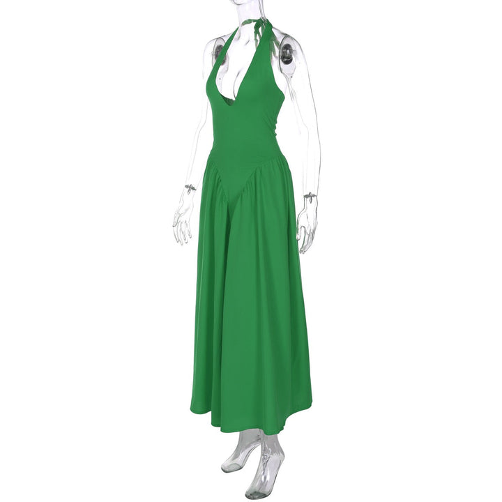 AMALIYA A-line maxi dress with a neck tie and open back