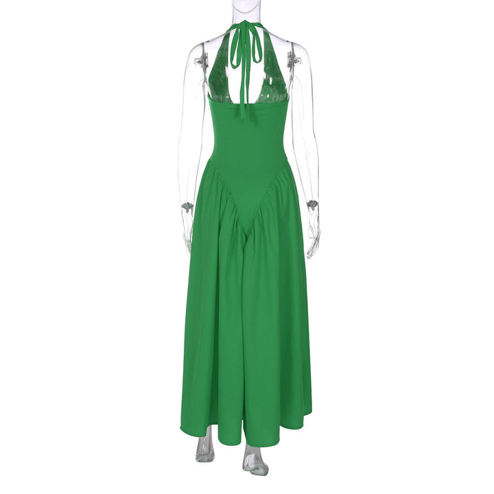 AMALIYA A-line maxi dress with a neck tie and open back
