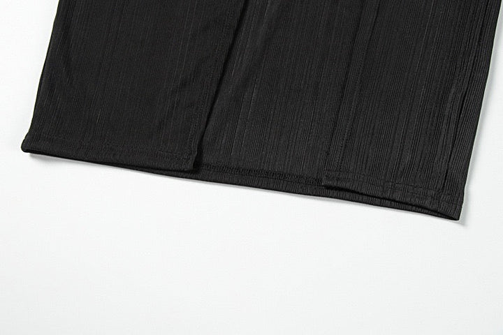 Pleated maxi dress with slit and buckle design - Prudy