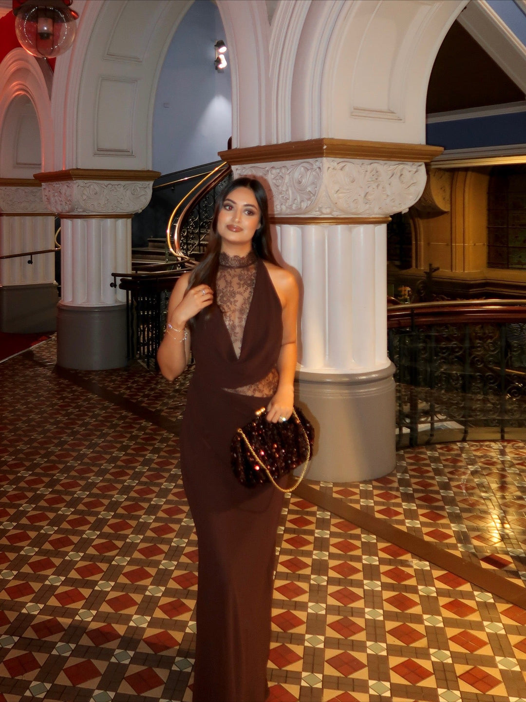 Lace turtleneck maxi dress - Angelique