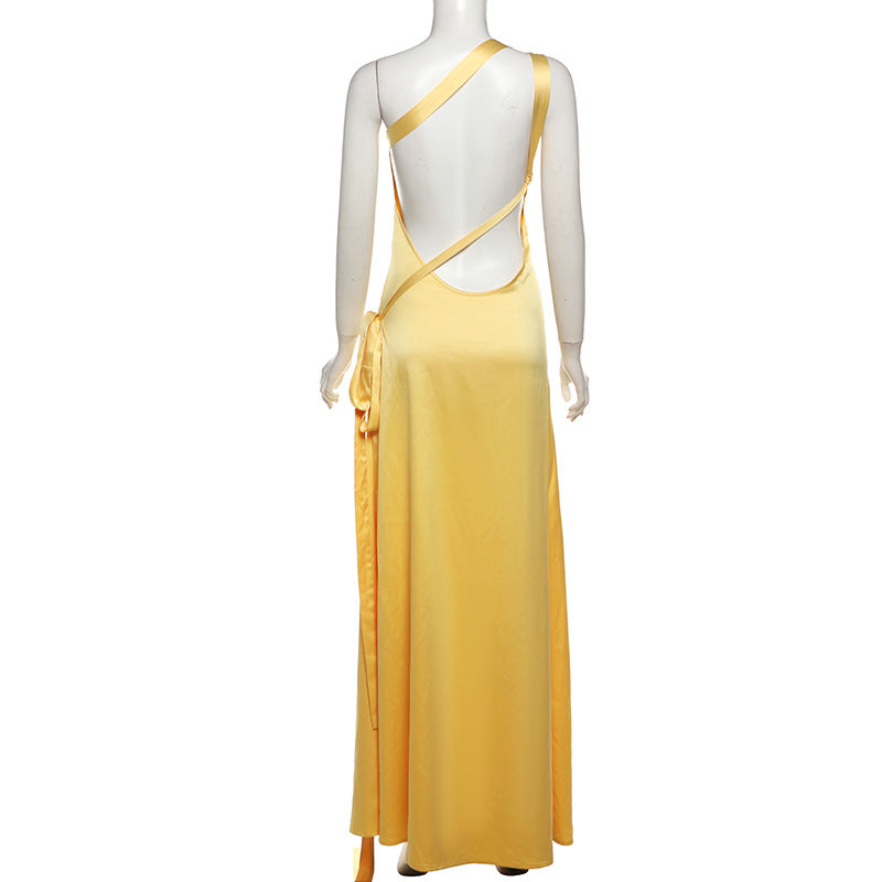 שמלת מקסי סאטן גב פתוח - BELLA