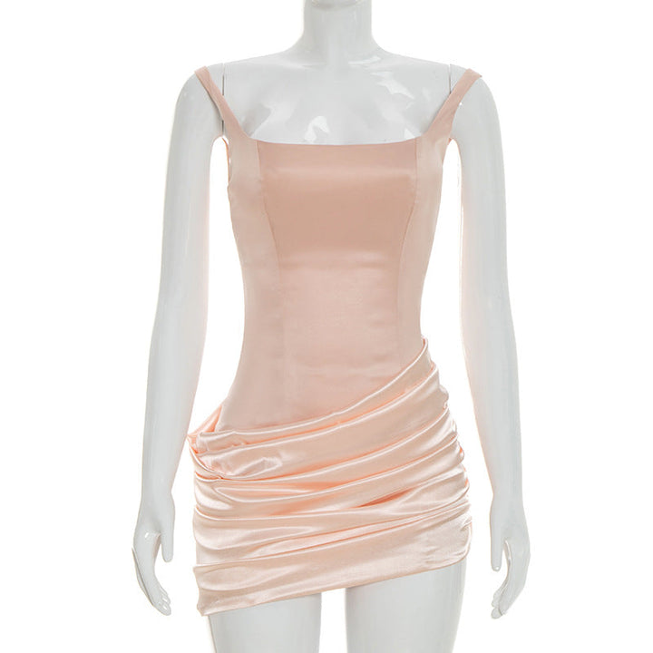 Satin mini dress with a pleated design - Nelly