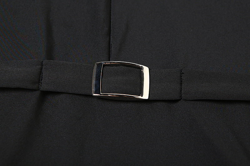 שמלת מיני צמודה בד מחטב ומחמיא בעיטור חגורה תואמת - Journey